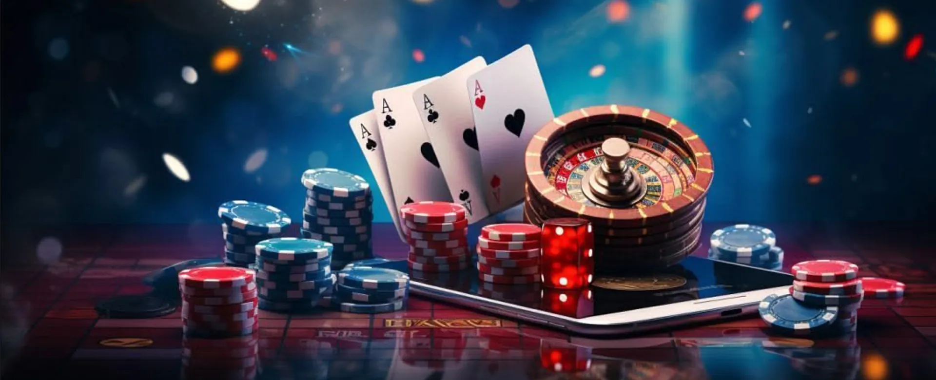 Dynamic online casino environment with golden coins and gaming elements